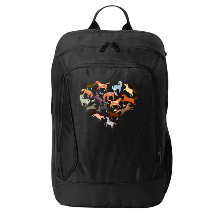 Cute Multi Horse Lover Heart City Backpack