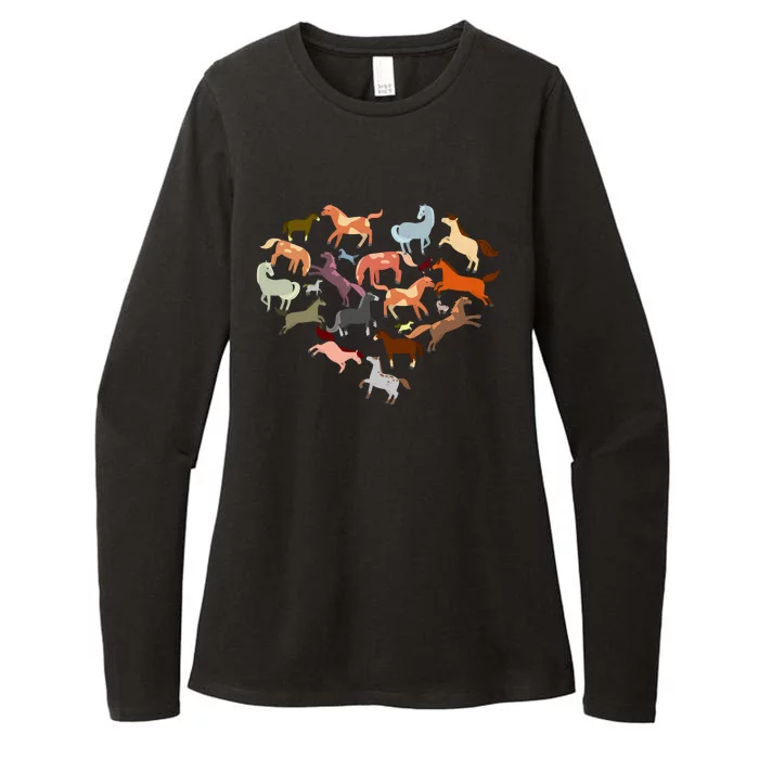 Cute Multi Horse Lover Heart Womens CVC Long Sleeve Shirt