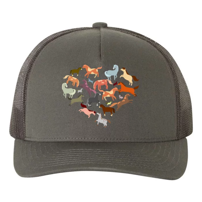 Cute Multi Horse Lover Heart Yupoong Adult 5-Panel Trucker Hat