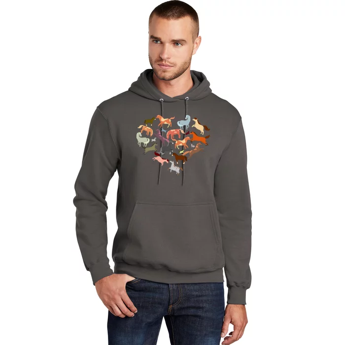 Cute Multi Horse Lover Heart Hoodie