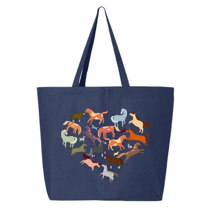 Cute Multi Horse Lover Heart 25L Jumbo Tote