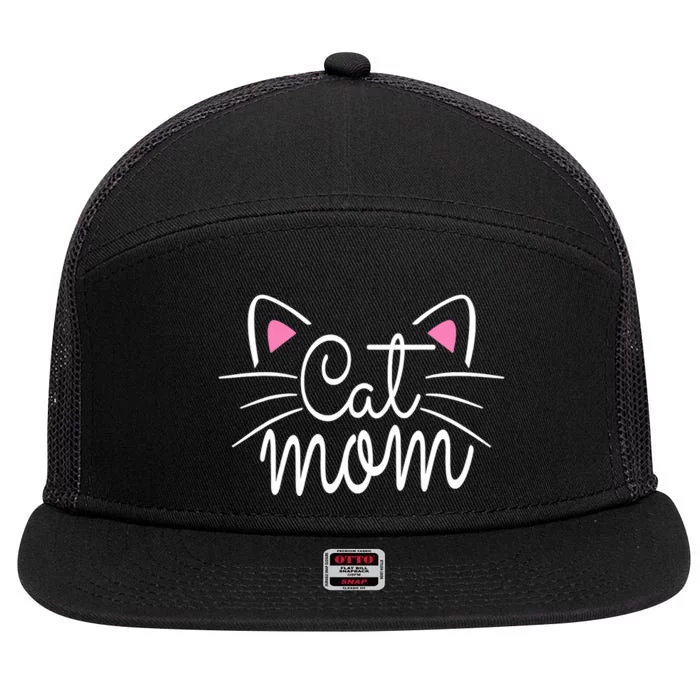 Cat Mom Happy Mothers Day For Cat Lovers Family Matching 7 Panel Mesh Trucker Snapback Hat