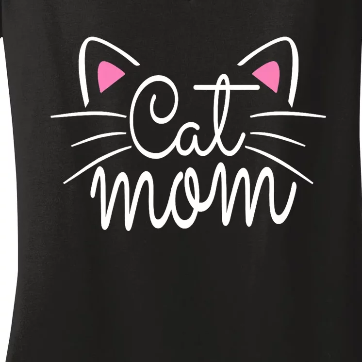 Cat Mom Happy Mothers Day For Cat Lovers Family Matching Women's V-Neck T-Shirt