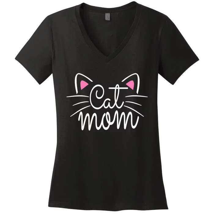 Cat Mom Happy Mothers Day For Cat Lovers Family Matching Women's V-Neck T-Shirt