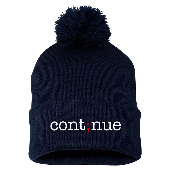 Continue Mental Health Awareness Pom Pom 12in Knit Beanie