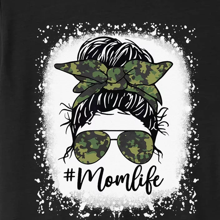 Camouflage Messy Hair Bun Mom Life gift Mother's Day ChromaSoft Performance T-Shirt