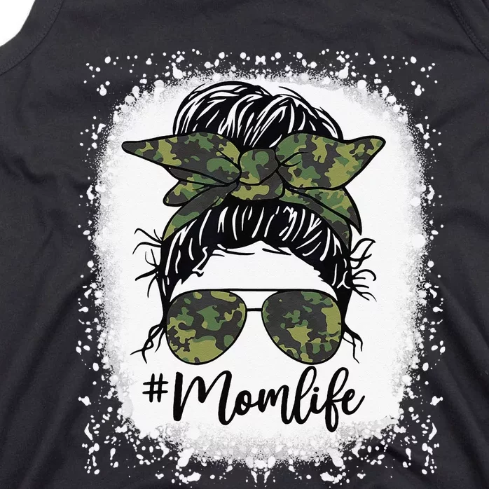 Camouflage Messy Hair Bun Mom Life gift Mother's Day Tank Top