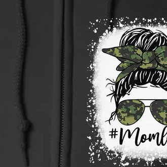 Camouflage Messy Hair Bun Mom Life gift Mother's Day Full Zip Hoodie