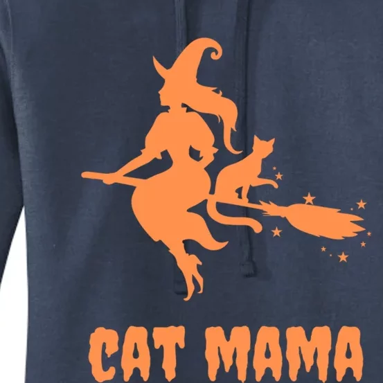 Cat Mama Halloween Orange Witch Spooky Goth Cat Mom Cute Gift Women's Pullover Hoodie