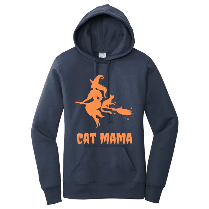 Cat Mama Halloween Orange Witch Spooky Goth Cat Mom Cute Gift Women's Pullover Hoodie