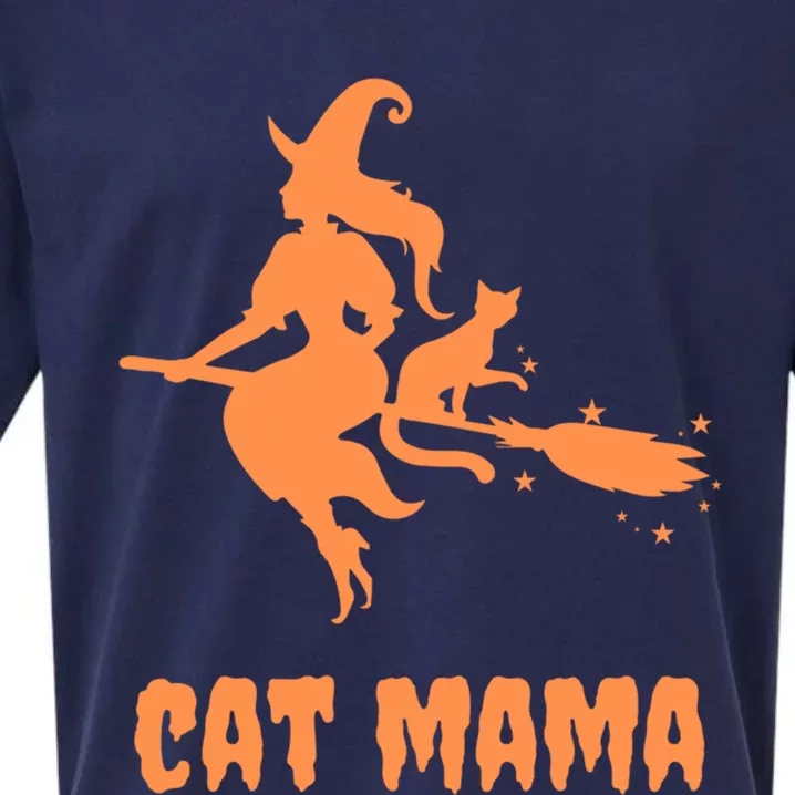 Cat Mama Halloween Orange Witch Spooky Goth Cat Mom Cute Gift Sueded Cloud Jersey T-Shirt