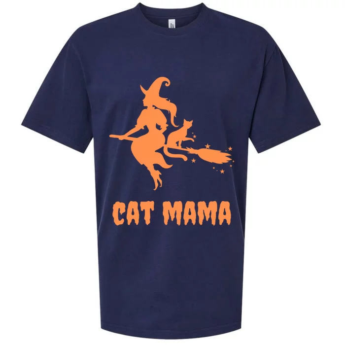 Cat Mama Halloween Orange Witch Spooky Goth Cat Mom Cute Gift Sueded Cloud Jersey T-Shirt