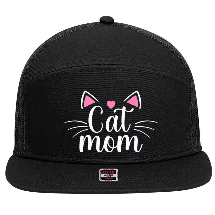 Cat Mom Happy Mothers Day For Cat Lovers Family Matching 7 Panel Mesh Trucker Snapback Hat