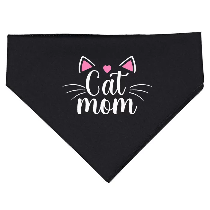 Cat Mom Happy Mothers Day For Cat Lovers Family Matching USA-Made Doggie Bandana