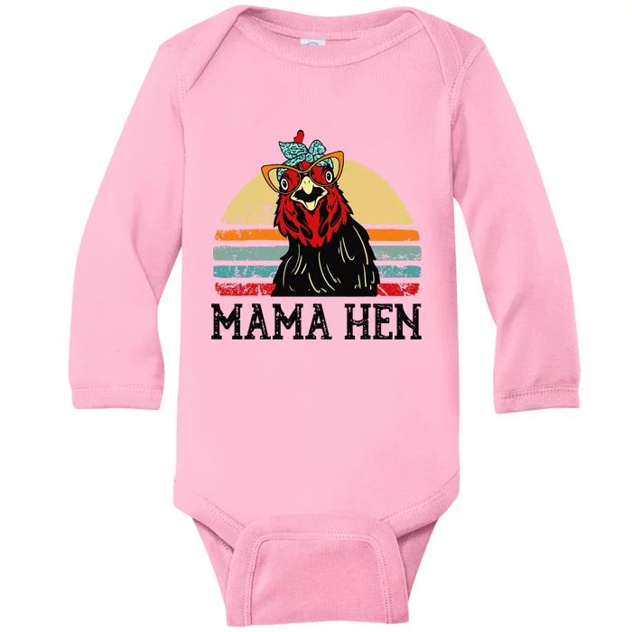 Chickenshirt Mama Hen Mother Day Gift Funny Farm Mom Women Baby Long Sleeve Bodysuit