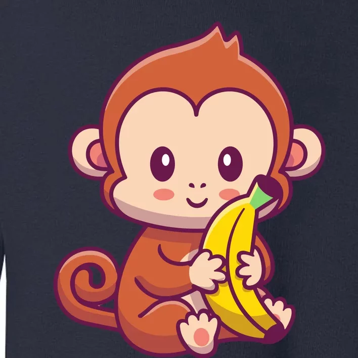 Cute Monkey Holding Banana Cartoon Toddler Sweatshirt