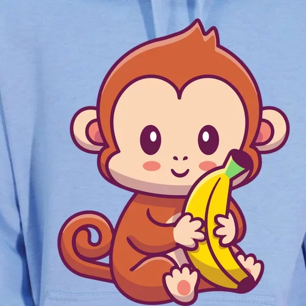 Cute Monkey Holding Banana Cartoon Unisex Surf Hoodie