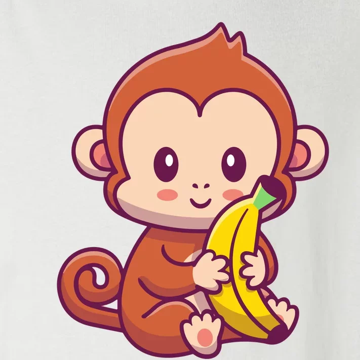 Cute Monkey Holding Banana Cartoon Toddler Long Sleeve Shirt