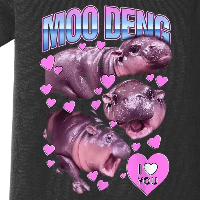 Cute Moodeng Hippo The Famous Baby Pigmy Moodeng Gift Baby Bodysuit