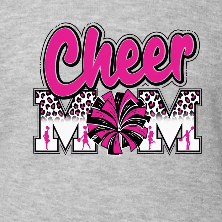 Cheer Mom Hot Pink Black Leopard Letters Cheer Pom Poms Toddler Sweatshirt