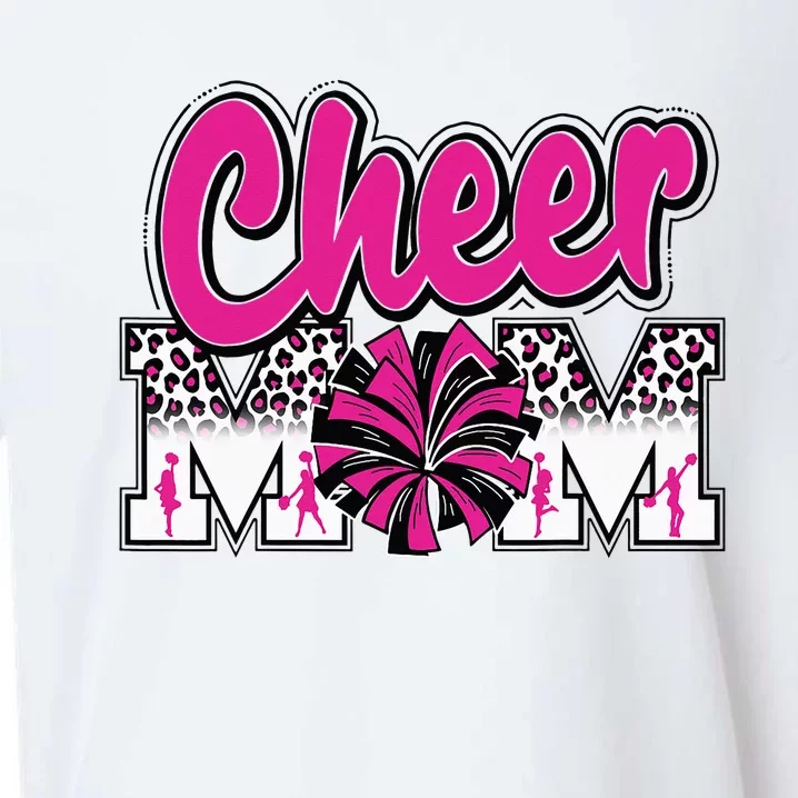 Cheer Mom Hot Pink Black Leopard Letters Cheer Pom Poms Sueded Cloud Jersey T-Shirt