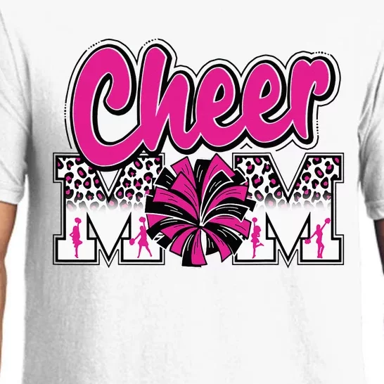 Cheer Mom Hot Pink Black Leopard Letters Cheer Pom Poms Pajama Set