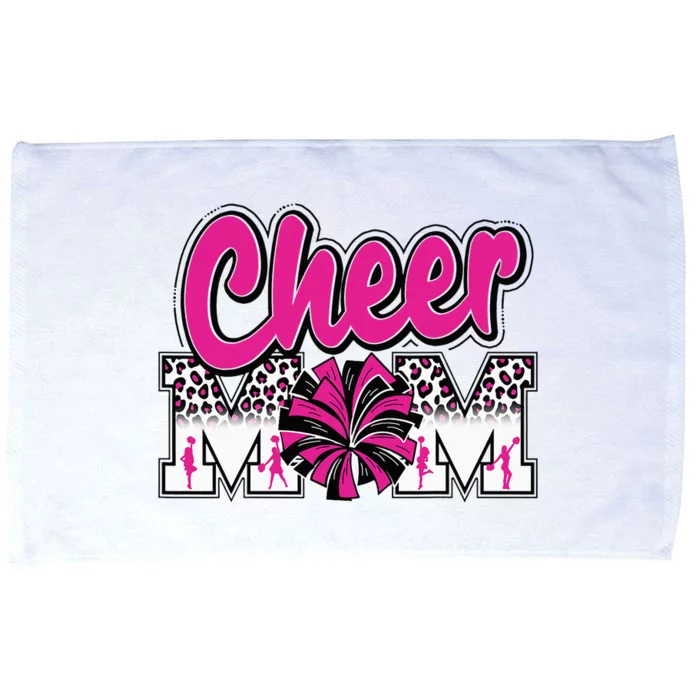 Cheer Mom Hot Pink Black Leopard Letters Cheer Pom Poms Microfiber Hand Towel