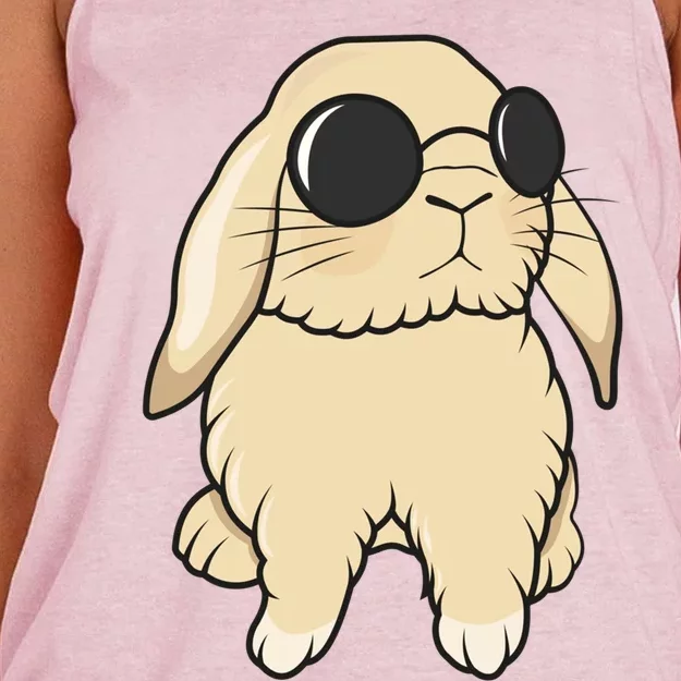 Cute Mini Holland Lop Bunny Rabbit Lover Sunglasses Easter Gift Women's Knotted Racerback Tank