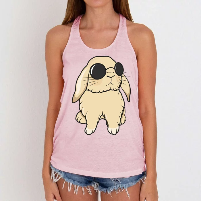 Cute Mini Holland Lop Bunny Rabbit Lover Sunglasses Easter Gift Women's Knotted Racerback Tank