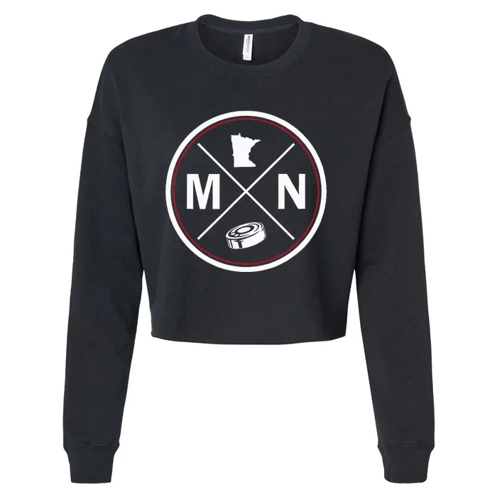 Classic Minnesota Hockey MN Outline Cropped Pullover Crew