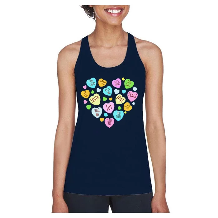 Cute Matching Heart Candy Valentines Cutes For Couple Women's Racerback Tank