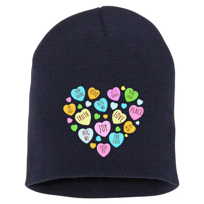 Cute Matching Heart Candy Valentines Cutes For Couple Short Acrylic Beanie