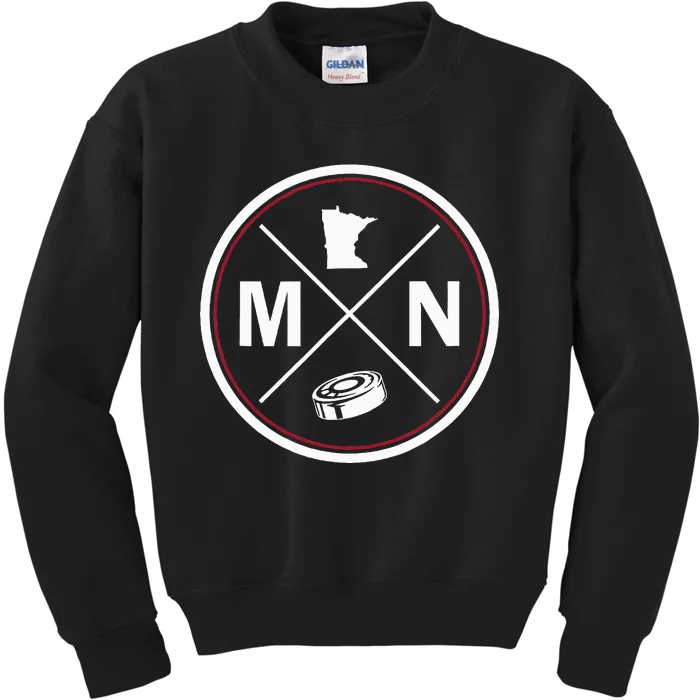 Classic Minnesota Hockey MN Outline Kids Sweatshirt