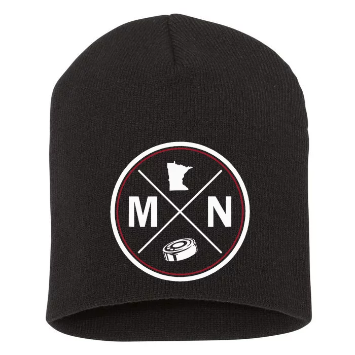 Classic Minnesota Hockey MN Outline Short Acrylic Beanie