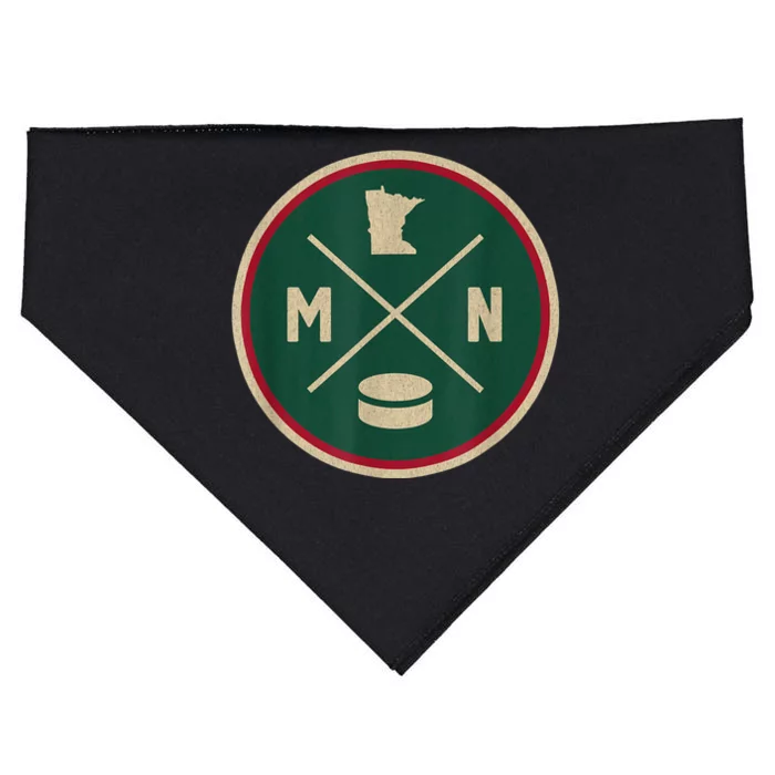 Classic Minnesota Hockey MN Outline USA-Made Doggie Bandana