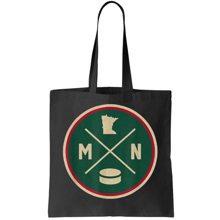 Classic Minnesota Hockey MN Outline Tote Bag