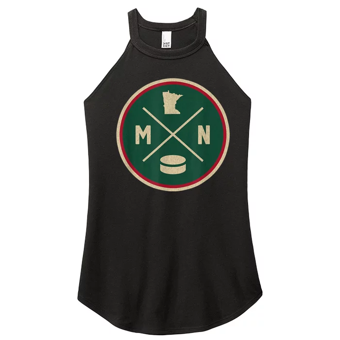 Classic Minnesota Hockey MN Outline Women’s Perfect Tri Rocker Tank