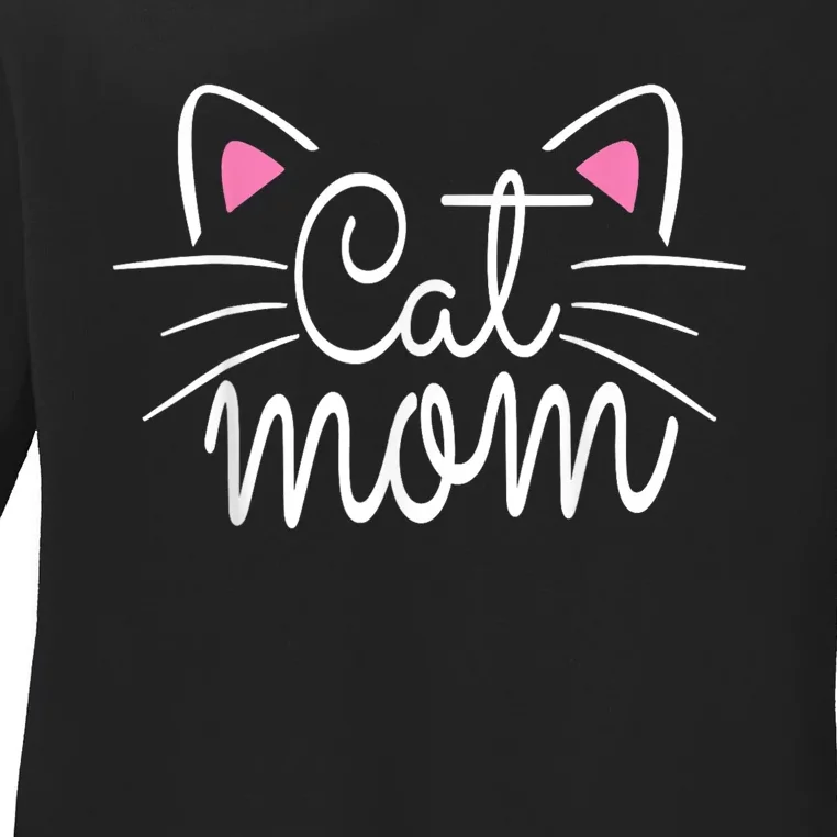 Cat Mom Happy Mothers Day For Cat Lovers Family Matching Ladies Long Sleeve Shirt