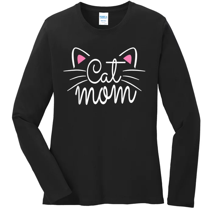 Cat Mom Happy Mothers Day For Cat Lovers Family Matching Ladies Long Sleeve Shirt