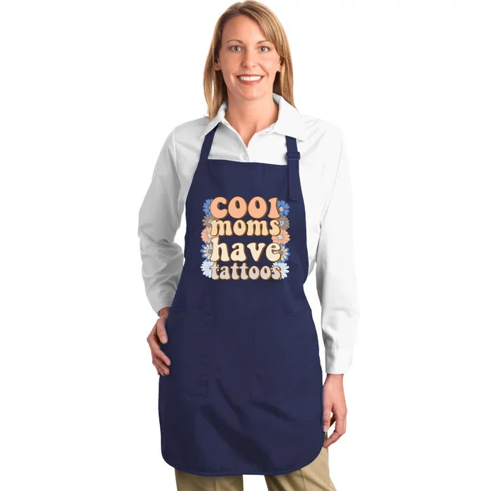 Cool Moms Have Tattoos Full-Length Apron With Pocket