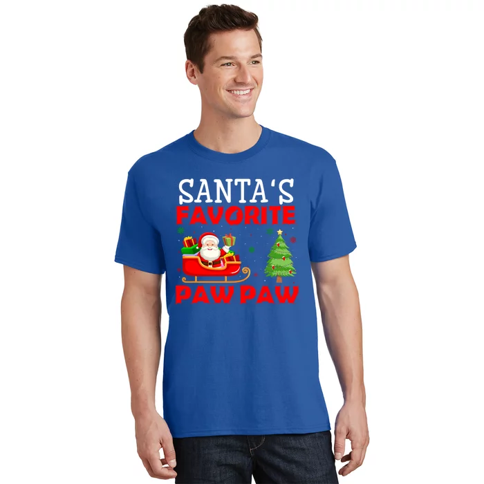 Christmas Matching Holiday Outfits Santa's Favorite Paw Paw Funny Gift T-Shirt