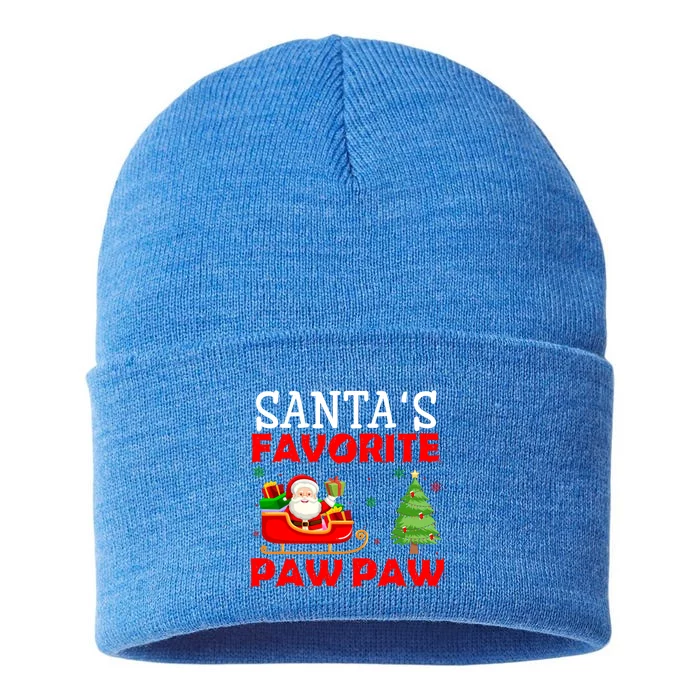 Christmas Matching Holiday Outfits Santa's Favorite Paw Paw Funny Gift Sustainable Knit Beanie