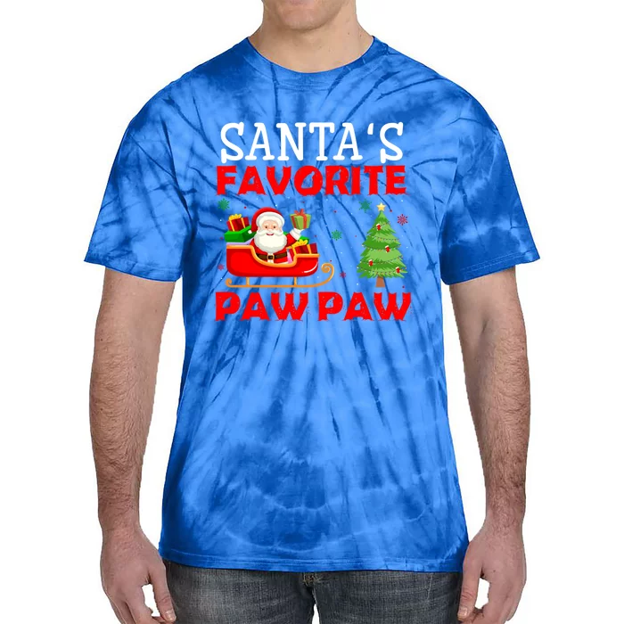 Christmas Matching Holiday Outfits Santa's Favorite Paw Paw Funny Gift Tie-Dye T-Shirt