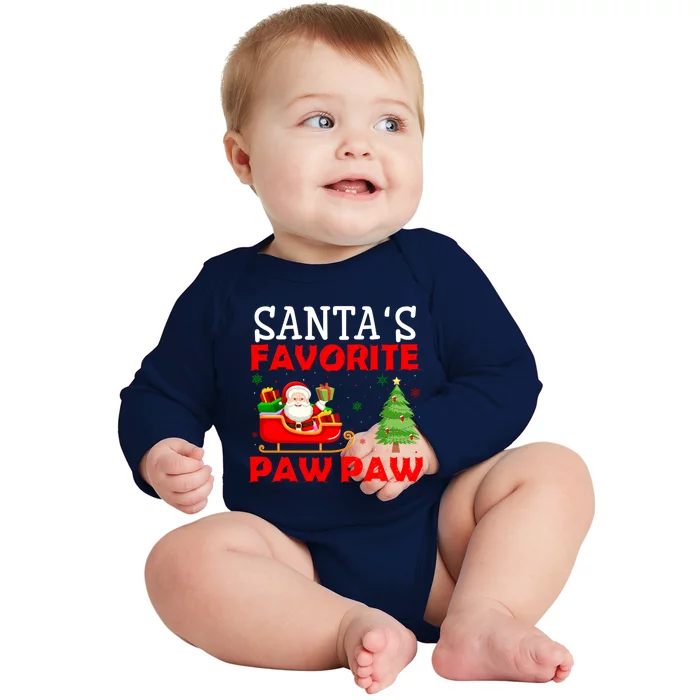 Christmas Matching Holiday Outfits Santa's Favorite Paw Paw Funny Gift Baby Long Sleeve Bodysuit