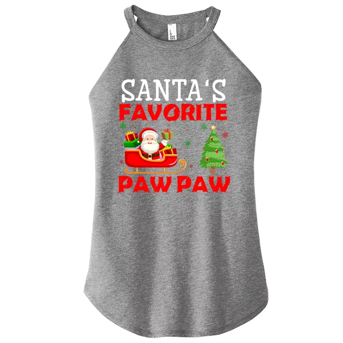 Christmas Matching Holiday Outfits Santa's Favorite Paw Paw Funny Gift Women’s Perfect Tri Rocker Tank