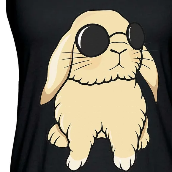 Cute Mini Holland Lop Bunny Rabbit Lover Sunglasses Easter Ladies Essential Flowy Tank