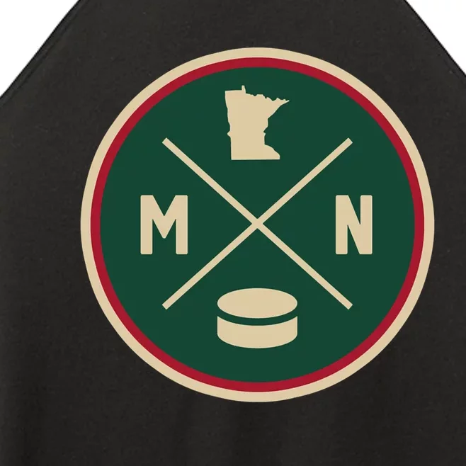 Classic Minnesota Hockey MN Outline Women’s Perfect Tri Rocker Tank