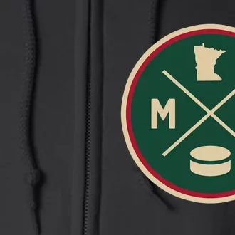 Classic Minnesota Hockey MN Outline Full Zip Hoodie