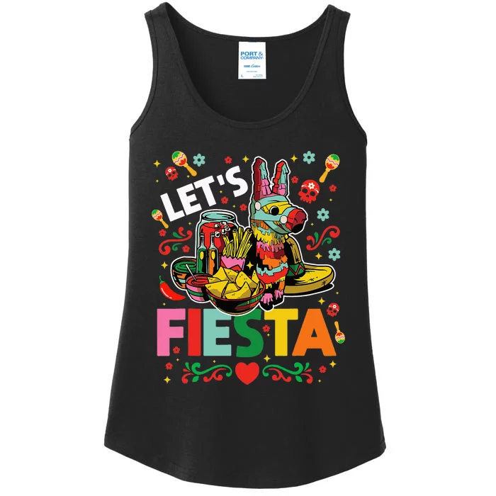 Camisa Mexicana Hombre Let's Fiesta Cinco De Mayo Ladies Essential Tank