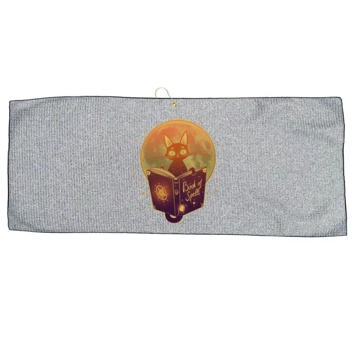 Cute Mystical Halloween Book Of Spells Cat Large Microfiber Waffle Golf Towel